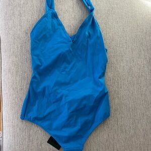 NBD Blue One Piece Swimsuit with Plunging V-Neckline